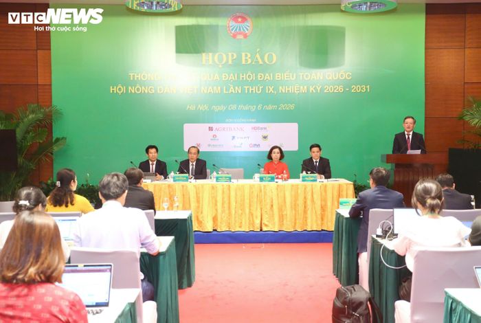 Quang cảnh buổi họp báo thông tin kết quả Đại hội đại biểu toàn quốc Hội Nông dân Việt Nam lần thứ IX. (Ảnh: Phạm Hưng)