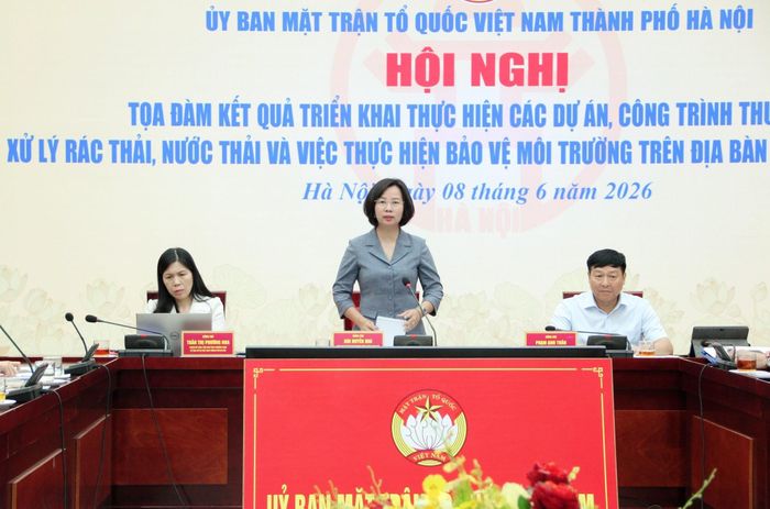 Chủ tịch Ủy ban MTTQ Việt Nam thành phố Hà Nội Bùi Huyền Mai phát biểu kết luận. Ảnh: Lê Phương