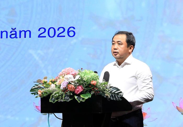 Bí thư Thành ủy Hà Nội Trần Đức Thắng phát biểu tại hội nghị. Ảnh Quang Thái