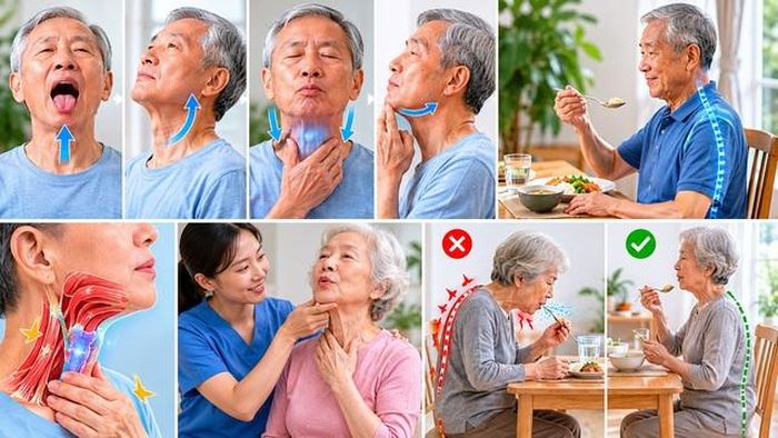 Các bài tập tăng cường cơ vùng cổ họng và điều chỉnh tư thế ăn uống có thể hỗ trợ cải thiện chức năng nuốt ở một số trường hợp