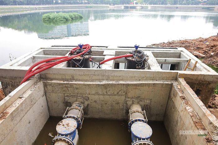 Hệ thống trạm bơm tại công viên Nghĩa Đô.