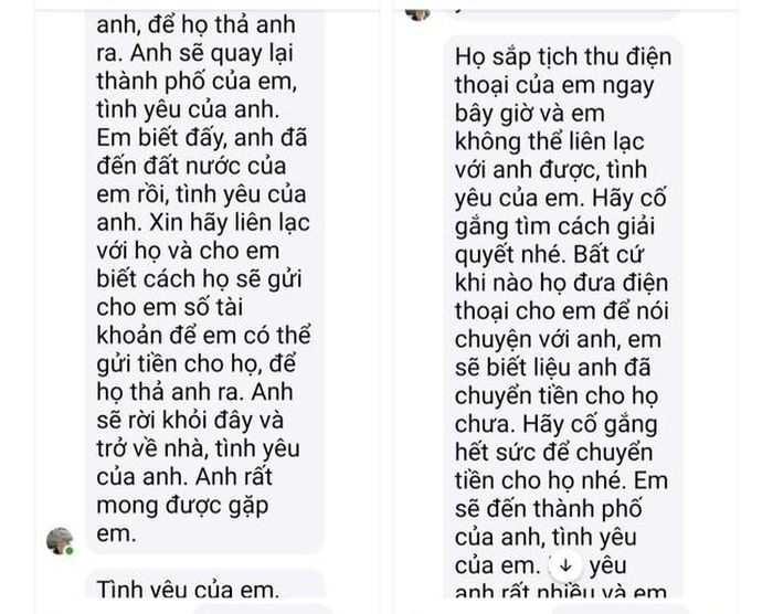 Những nội dung tin nhắn được dựng lên để lừa đảo. Ảnh: Công an tỉnh Cao Bằng.