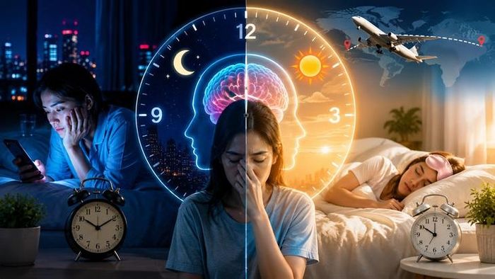 Thức khuya và ngủ nướng cuối tuần có thể làm đồng hồ sinh học bị lệch tương tự cảm giác jetlag sau một chuyến bay dài