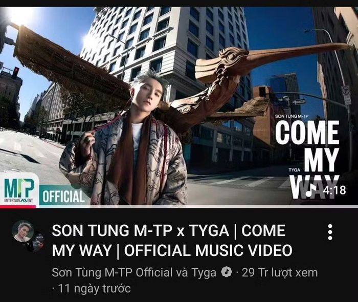 MV Come My Way vẫn giữ nguyên 29 triệu lượt xem trên YouTube.