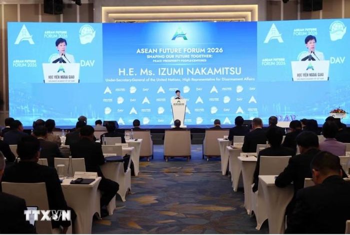  Bà Izumi Nakamitsu - Phó Tổng Thư ký Liên hợp quốc và Đại diện cấp cao về Giải trừ quân bị nhận định thế giới đang đối mặt với mức độ căng thẳng địa chính trị cao nhất trong nhiều thập kỷ. Ảnh: TTXVN 