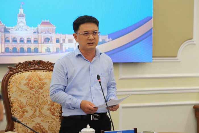 Phó Chủ tịch UBND TP.HCM Nguyễn Mạnh Cường chia sẻ tại buổi làm việc. Ảnh: THẢO PHƯƠNG