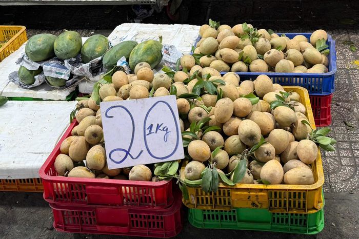Sapoche có giá chỉ 20.000 đồng/kg tại chợ Bà Chiểu. Ảnh: Anh Nguyễn.