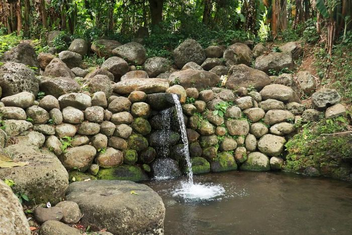 Hệ thống giếng cổ Gio An là sáng tạo kỹ thuật khai thác nước độc đáo của người xưa, thể hiện trình độ xếp đá điêu luyện trong quá trình ngăn dòng, lập bể, khai mương để tận dụng những mạch nước ngầm tự nhiên. Ảnh: Tường Vi - TTXVN