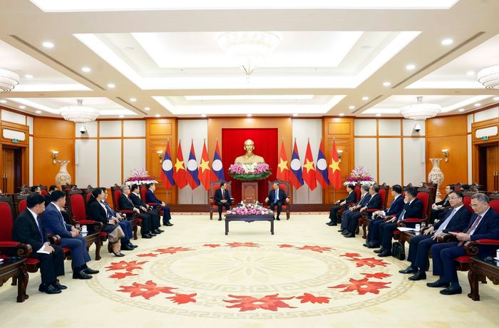 Tổng Bí thư, Chủ tịch nước Tô Lâm tiếp Thủ tướng Lào Sonexay Siphandone. Ảnh: Thống Nhất – TTXVN