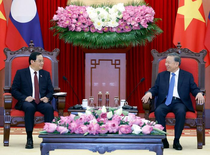 Tổng Bí thư, Chủ tịch nước Tô Lâm tiếp Thủ tướng Lào Sonexay Siphandone. Ảnh: Thống Nhất – TTXVN