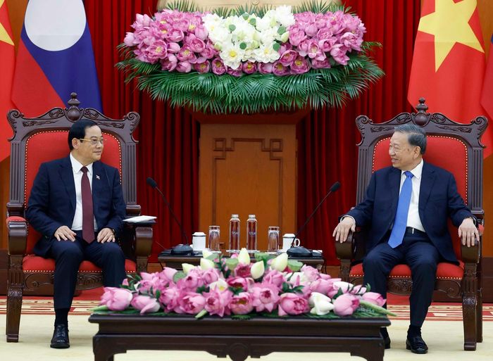 Tổng Bí thư, Chủ tịch nước Tô Lâm tiếp Thủ tướng Lào Sonexay Siphandone. Ảnh: Thống Nhất – TTXVN