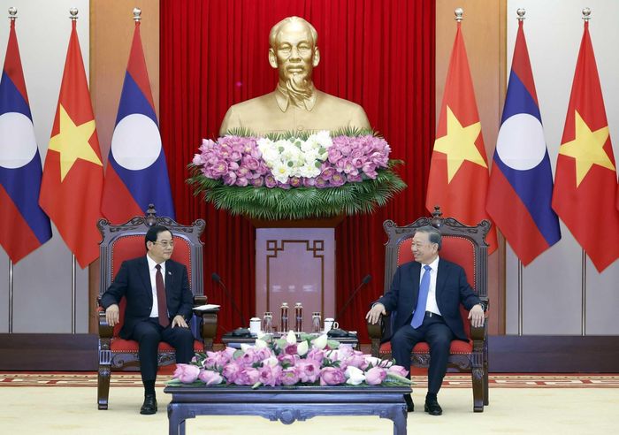 Tổng Bí thư, Chủ tịch nước Tô Lâm tiếp Thủ tướng Lào Sonexay Siphandone. Ảnh: Thống Nhất – TTXVN