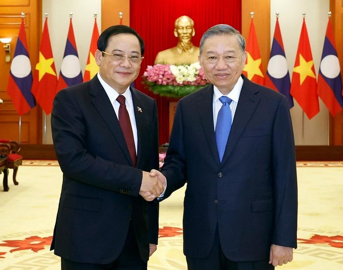 Tổng Bí thư, Chủ tịch nước Tô Lâm tiếp Thủ tướng Lào Sonexay Siphandone. Ảnh: Thống Nhất – TTXVN