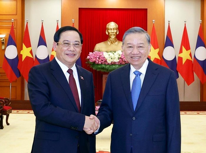 Tổng Bí thư, Chủ tịch nước Tô Lâm tiếp Thủ tướng Lào Sonexay Siphandone. Ảnh: Thống Nhất – TTXVN