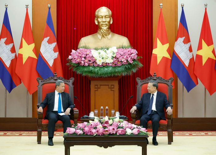 Tổng Bí thư, Chủ tịch nước Tô Lâm tiếp Thủ tướng Campuchia Hun Manet. Ảnh: Thống Nhất – TTXVN