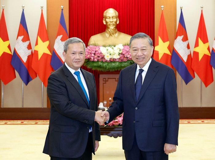 Tổng Bí thư, Chủ tịch nước Tô Lâm tiếp Thủ tướng Campuchia Hun Manet. Ảnh: Thống Nhất – TTXVN