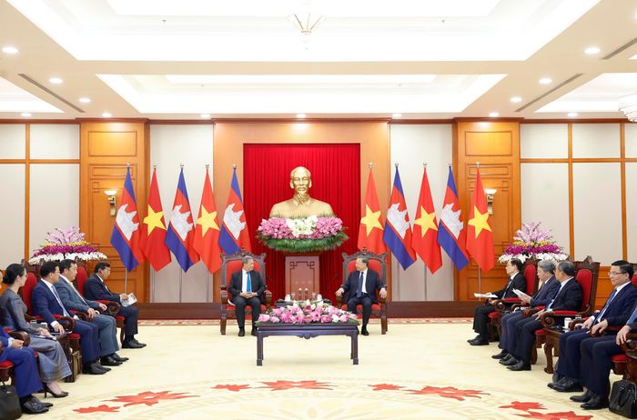 Tổng Bí thư, Chủ tịch nước Tô Lâm tiếp Thủ tướng Campuchia Hun Manet. Ảnh: Thống Nhất – TTXVN