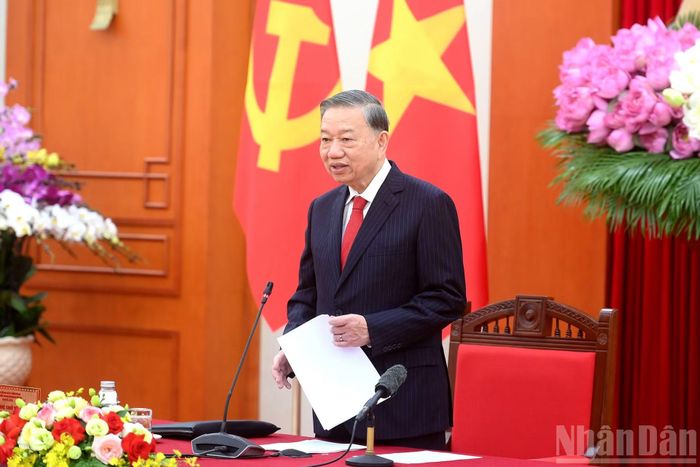 Tổng Bí thư, Chủ tịch nước Tô Lâm phát biểu tại cuộc làm việc với Hội đồng Lý luận Trung ương.