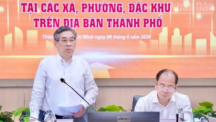 Đồng chí Nguyễn Phước Lộc, Phó Bí thư Thành ủy, Chủ tịch Ủy ban Mặt trận Tổ quốc Việt Nam Thành phố Hồ Chí Minh phát biểu chỉ đạo.