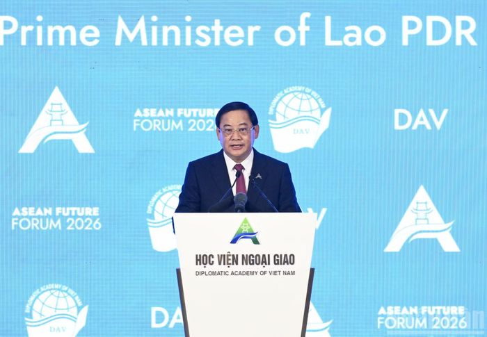 Thủ tướng Lào Sonexay Siphandone phát biểu tại Phiên khai mạc Diễn đàn Tương lai ASEAN lần thứ ba.