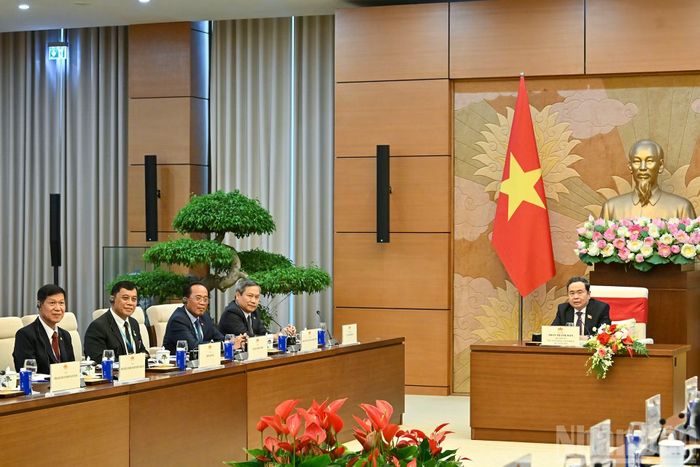 Chủ tịch Quốc hội Trần Thanh Mẫn phát biểu tại cuộc tiếp.