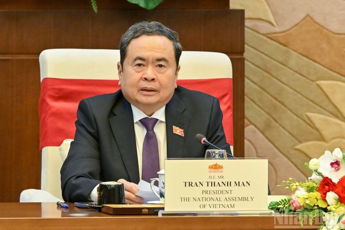 Chủ tịch Quốc hội Trần Thanh Mẫn phát biểu tại cuộc tiếp.