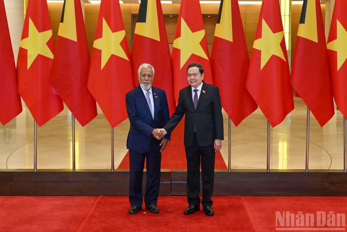 Chủ tịch Quốc hội Trần Thanh Mẫn và Thủ tướng Timor-Leste Kay Rala Xanana Gusmao.