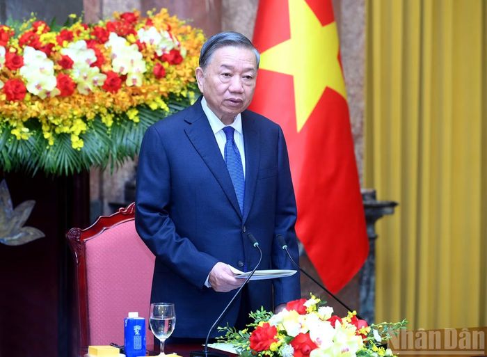  Tổng Bí thư, Chủ tịch nước Tô Lâm phát biểu tại cuộc tiếp các Trưởng đoàn các nước, tổ chức quốc tế tham dự Diễn đàn Tương lai ASEAN. 