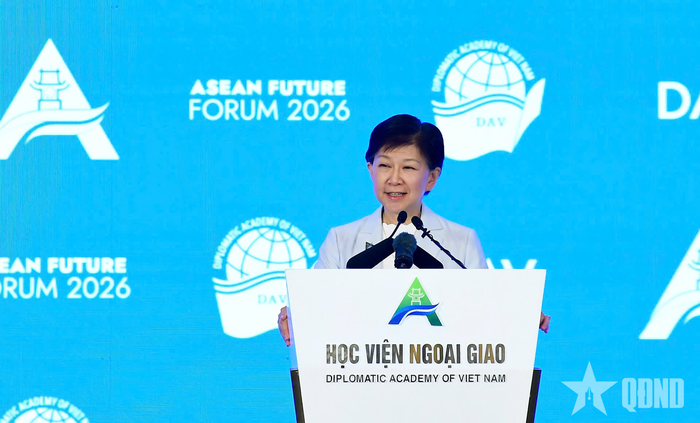 Phó tổng thư ký Liên hợp quốc Izumi Nakamitsu phát biểu tại AFF 2026. Ảnh: TUẤN HUY