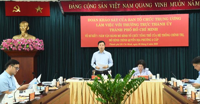 Phó Trưởng Ban Tổ chức Trung ương Trịnh Mạnh Linh phát biểu kết luận buổi làm việc