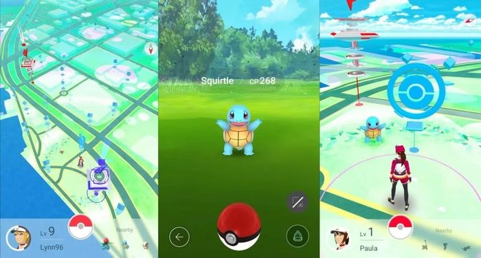Khi chơi Pokemon Go, bản đồ đường đi, môi trường thực tế xung quanh sẽ hiện rõ trên màn hình điện thoại như Google Maps. Ảnh: Eurogamer.