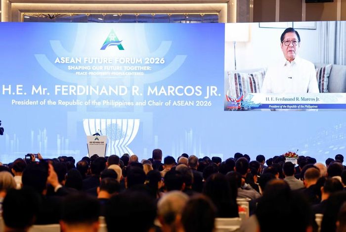 Tổng thống Philippines Ferdinand Marcos Jr. - Chủ tịch ASEAN 2026, gửi thông điệp bằng video đến AFF 2026. Ảnh: Như Ý