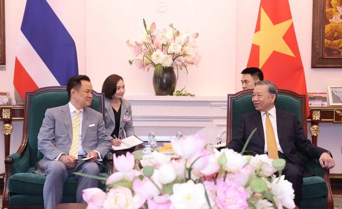 Tổng Bí thư, Chủ tịch nước Tô Lâm tiếp Thủ tướng Thái Lan Anutin Charnvirakul. Ảnh: Minh Châu