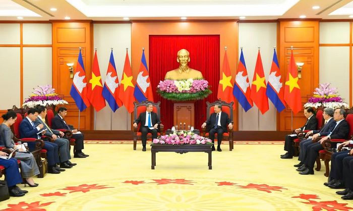 Tổng Bí thư, Chủ tịch nước Tô Lâm tiếp Thủ tướng Campuchia Hun Manet. Ảnh: Minh Châu