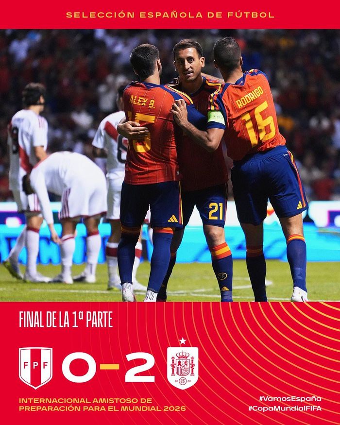 45 phút đầu khép lại với tỷ số 2-0 nghiêng về Tây Ban Nha