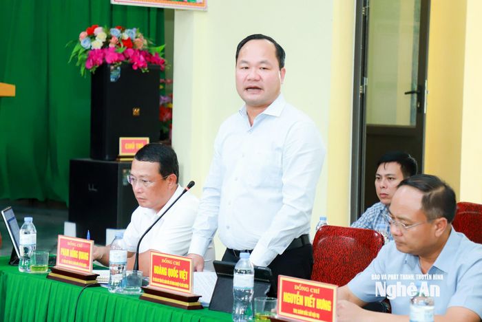Đồng chí Hoàng Quốc Việt - Ủy viên Ban Thường vụ Tỉnh ủy, Giám đốc Sở Nông nghiệp và Môi trường phát biểu tại cuộc làm việc. Ảnh: Thành Duy