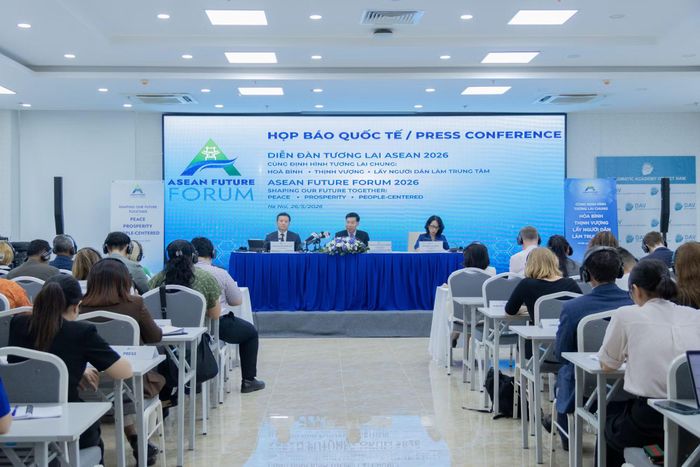 Họp báo quốc tế về Diễn đàn Tương lai ASEAN 2026 tại Học viện Ngoại giao (Hà Nội). (Ảnh: BNG)