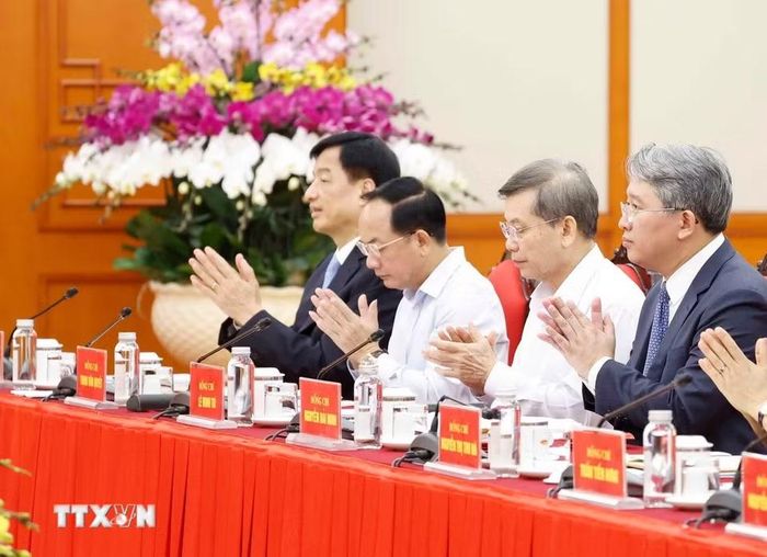Các đại biểu tham dự cuộc làm việc. (Ảnh: Thống Nhất/TTXVN)