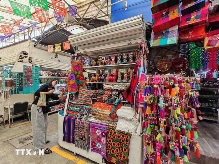 Các sản phẩm dệt may thủ công góp phần quảng bá văn hóa Mexico tới du khách quốc tế. (Ảnh: Phương Lan/TTXVN)