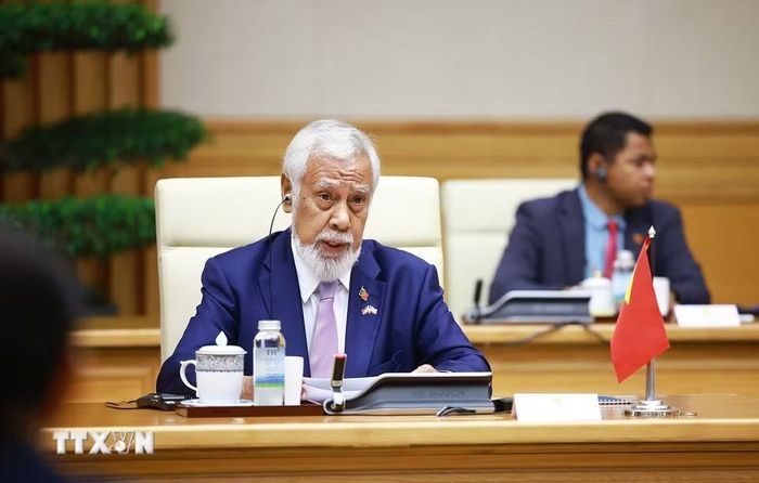 Thủ tướng Timor-Leste Kay Rala Xanana Gusmão phát biểu. (Ảnh: Dương Giang/TTXVN)