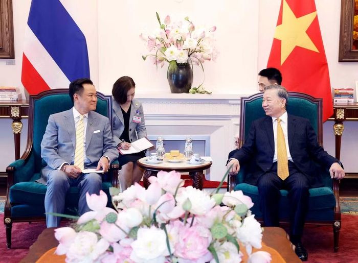 Tổng Bí thư, Chủ tịch nước Tô Lâm tiếp Thủ tướng Thái Lan Anutin Charnvirakul. (Ảnh: Thống Nhất/TTXVN)