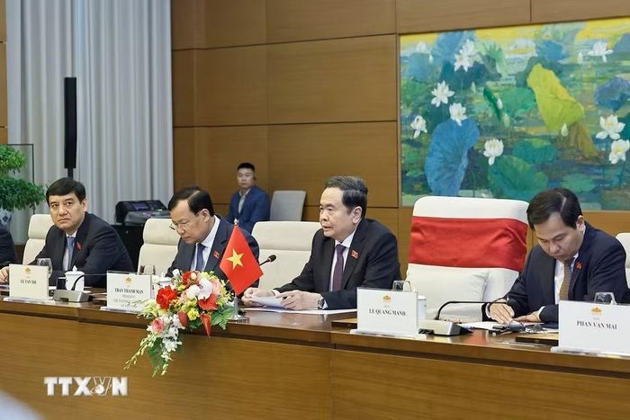 Chủ tịch Quốc hội Trần Thanh Mẫn phát biểu. (Ảnh: Doãn Tấn/TTXVN)