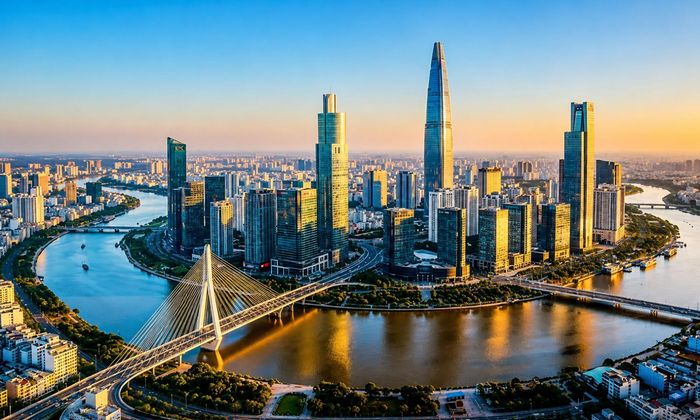 Phối cảnh một góc Trung tâm tài chính quốc tế TP Hồ Chí Minh nhìn từ khu Thủ Thiêm. Ảnh chụp màn hình
