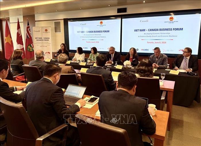 Doanh nghiệp hai nước tham gia Hội thảo Diễn đàn Doanh nghiệp Việt Nam - Canada. Ảnh: Thanh Hải/PV TTXVN tại Canada.