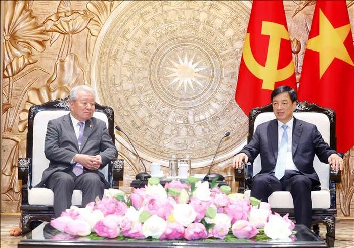 Trưởng Ban Tổ chức Trung ương Nguyễn Duy Ngọc tiếp Chủ tịch Cơ quan Hợp tác Quốc tế Nhật Bản (JICA) Tanaka Akihiko. Ảnh: Phương Hoa/TTXVN