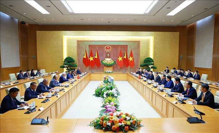 Thủ tướng Lê Minh Hưng hội đàm với Thủ tướng Timor-Leste Kay Rala Xanana Gusmão. Ảnh: Dương Giang/TTXVN