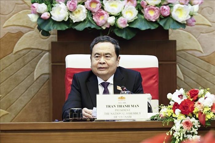 Chủ tịch Quốc hội Trần Thanh Mẫn phát biểu tại cuộc tiếp Lãnh đạo các thành phố ASEAN. Ảnh: Doãn Tấn/TTXVN