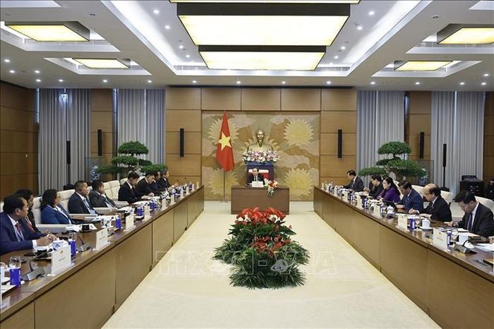 Chủ tịch Quốc hội Trần Thanh Mẫn tiếp Lãnh đạo các thành phố ASEAN. Ảnh: Doãn Tấn/TTXVN