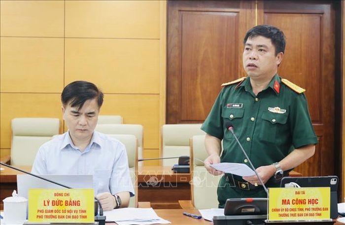 Đại tá Ma Công Học, Chính ủy Bộ Chỉ huy quân sự tỉnh Cao Bằng, phát biểu.