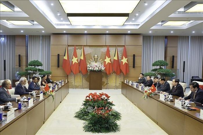 Chủ tịch Quốc hội Trần Thanh Mẫn hội kiến Thủ tướng nước Cộng hòa Dân chủ Timor-Leste Kay Rala Xanana Gusmão. Ảnh: Doãn Tấn/TTXVN